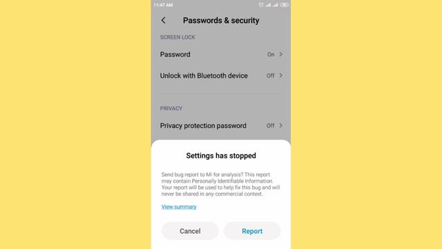 Screen lock change nahi ho raha redmi ! Settings has stopped send bug report to Mi for analysis mi смотреть онлайн