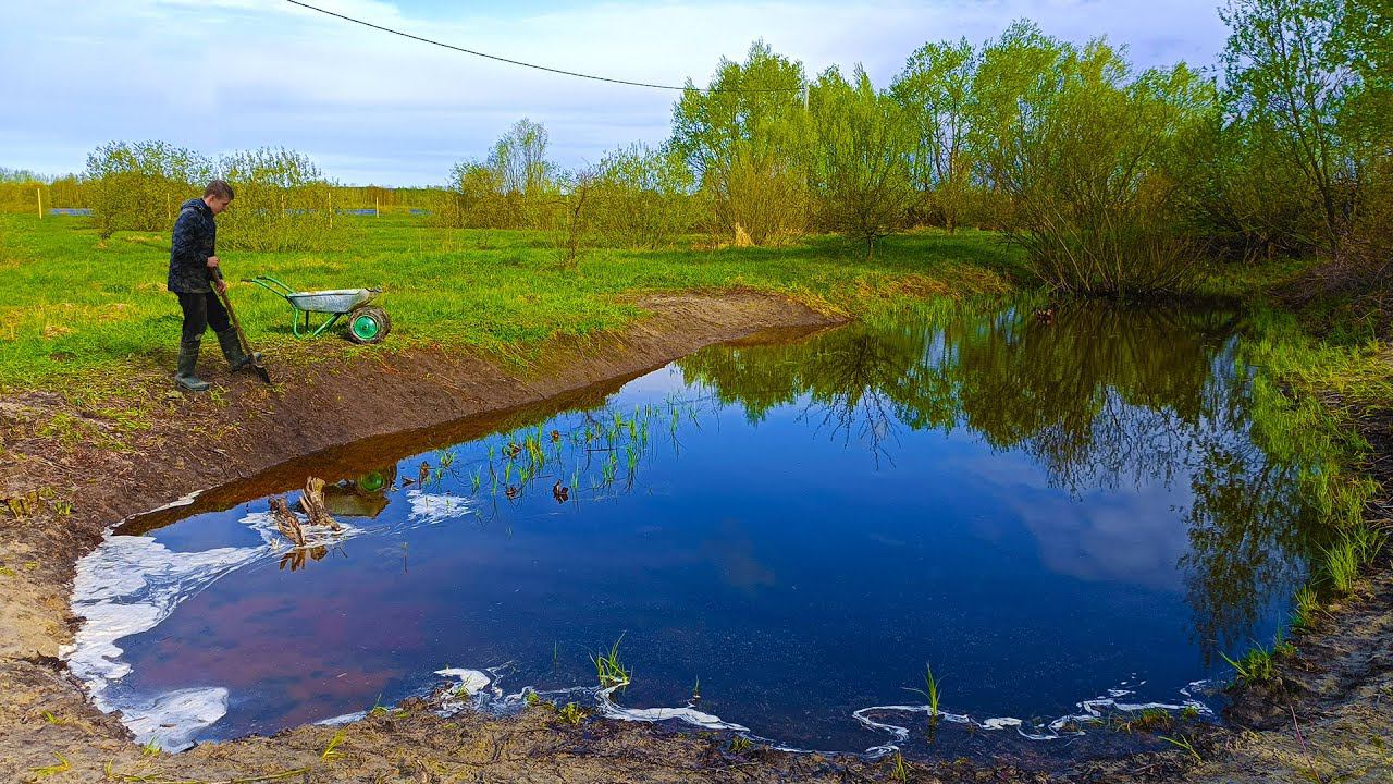 Пруд своими руками! [Расширил свой пруд! Искупался в пруду!] смотреть онлайн