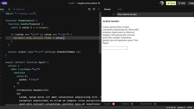 Собеседование Реакт кодинг задача. Светлый/темный режим 6/10 смотреть онлайн