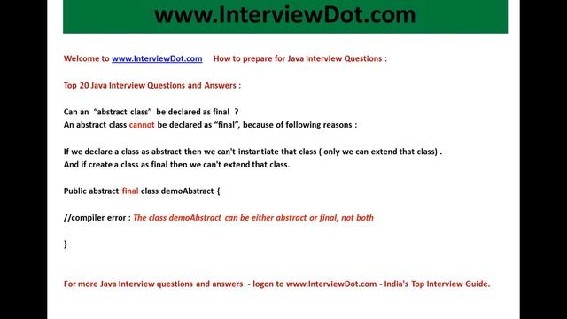 java interview question and answer can an abstract class declared as final смотреть онлайн