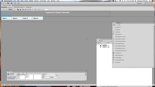 Creating A SPRY Menu Bar In Dreamweaver