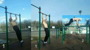 56 Отжиманий Тайсона на брусьях. 4 выхода силой на столбах, 21 подъём переворотом