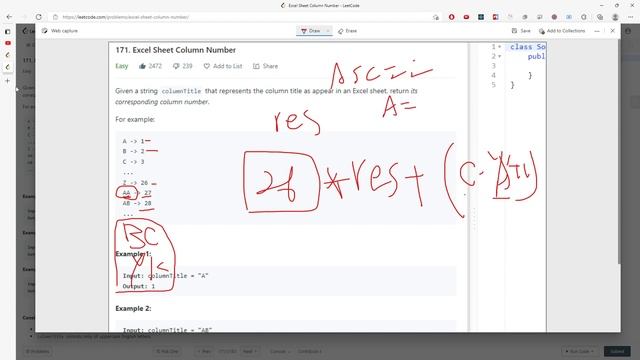 LeetCode 171 | Excel Sheet Column Number | Math | Java смотреть онлайн