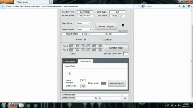 Java Script Simple Example for Mifare Cards Programing (Windows) - uFR Reader/Writer смотреть онлайн