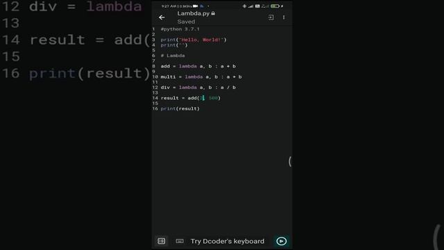 python lambda in Moblie DcoderApp♥part 19♥ смотреть онлайн