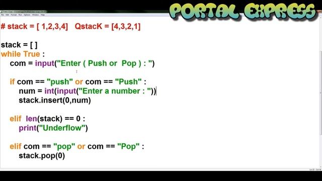 Write a program that depending upon user's choice either pushes or pops an element in a stack eleme смотреть онлайн