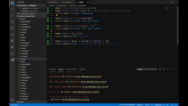 join() - JavaScript Array Methods смотреть онлайн