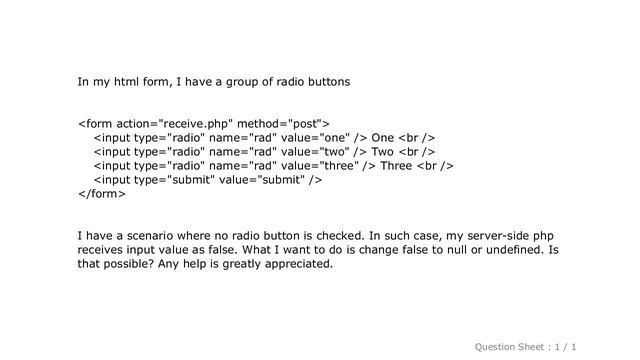 HTML : Need to set default value of radio group when not checked смотреть онлайн
