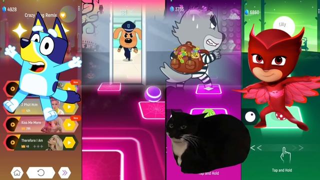 Bluey vs Sheriff Labrador vs Maxwell the Cat vs PJ Masks Tiles Hop смотреть онлайн