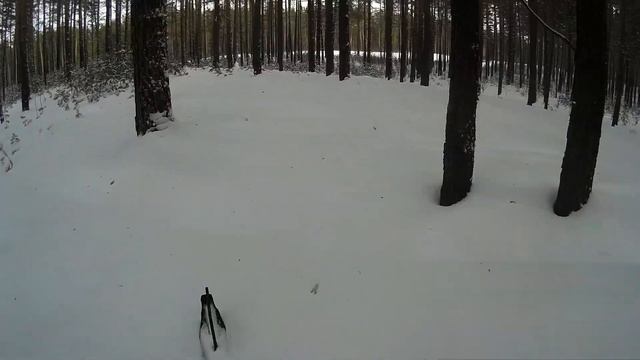 На самодельном мотоснегокате по глубокому снегу в лесу смотреть онлайн