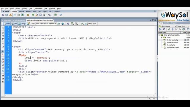 PHP Ternary Operator with And, Isset Tutorials | eWaySol смотреть онлайн