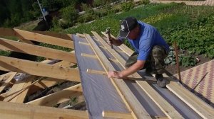 Устройство кровли. Часть 8. Монтаж обрешетки, контррейки, гидроизоляция.