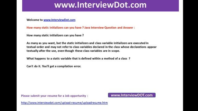 How many static initializers can you have in a class job java interview question смотреть онлайн