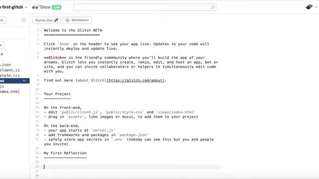 Markdown Heading and Paragraph in Glitch Node App смотреть онлайн