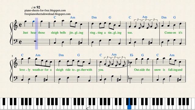 🐴 The Ronettes — Sleigh Ride Easy Piano Sheet Music смотреть онлайн