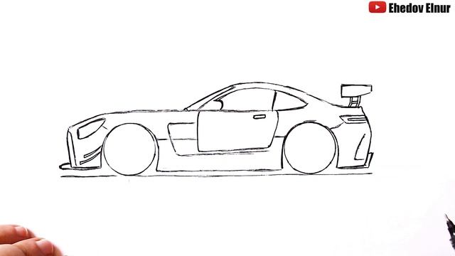 Как нарисовать Mercedes AMG GT | Car drawing смотреть онлайн
