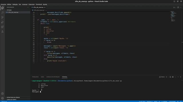 Cifra de César em Python смотреть онлайн