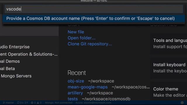 Azure Cosmos DB - Create account using VS Code смотреть онлайн
