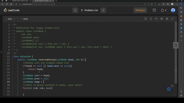 Java solution for leetcode problem Reverse nodes in k groups смотреть онлайн