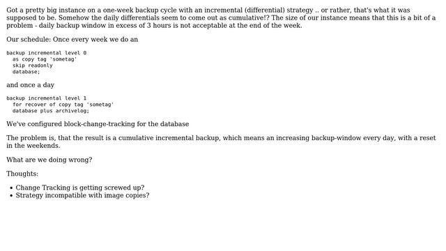Databases: Oracle 11, incremental backup goes wrong смотреть онлайн