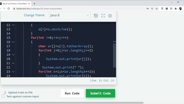 30 Days of code | Java | Day 6 Let's Review HackerRank in Java Solution. смотреть онлайн
