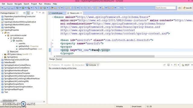 26.Injecting Collection:Properties with Key and Value pairs as strings practical example смотреть онлайн