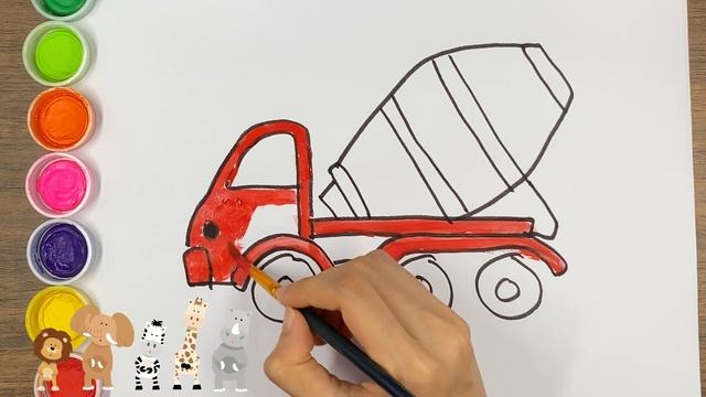 Рисование бетономешалки для детей / Drawing Concrete Mixer Truck For Kids смотреть онлайн