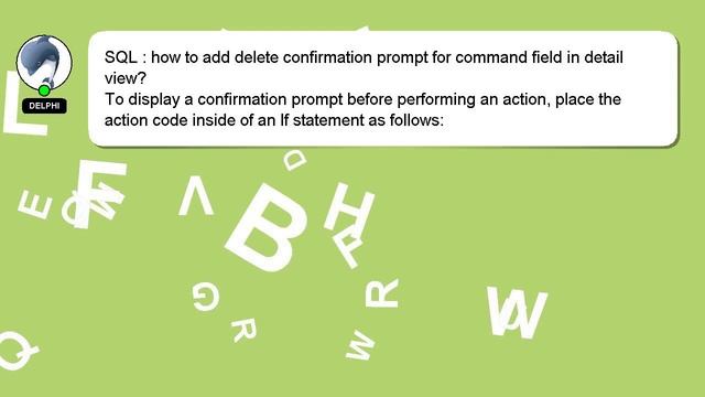 SQL : how to add delete confirmation prompt for command field in detail view? смотреть онлайн