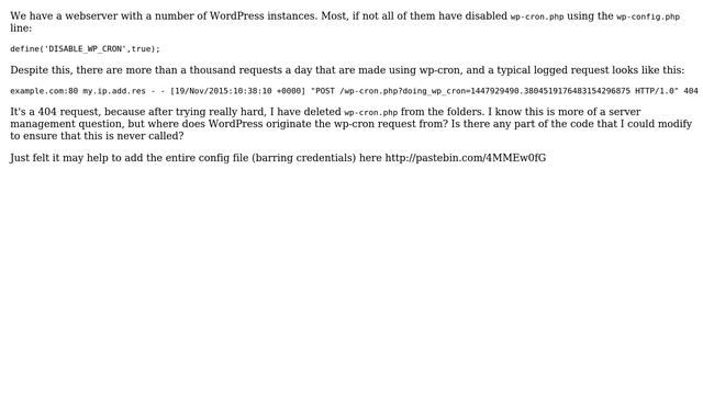 Wordpress: Too many wp-cron requests even when disabled смотреть онлайн