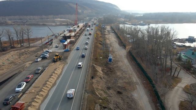 Строительство нового моста через реку Сок в Самаре / 4 ноября смотреть онлайн