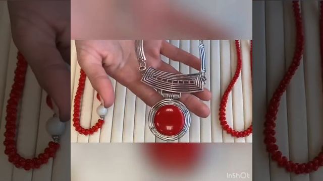 Колье и бусы из серебра с красным кораллом. смотреть онлайн