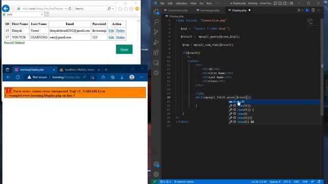 Inserted data into database display in HTML table using PHP and MYSQL | In detail | Freaky Deepak смотреть онлайн