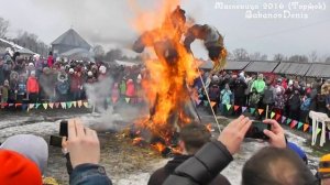Сжигание чучела Масленицы в Новоторжском кремле. Масленица-2016 (Торжок)