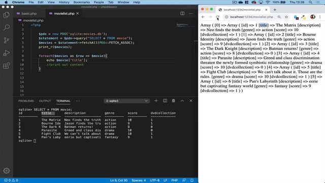 Display database records as an unordered list using a foreach loop - PHP and SQLITE смотреть онлайн