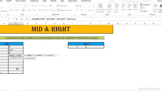 MID & RIGHT FORMULA ! TEXT FUNCTION EXCEL , смотреть онлайн