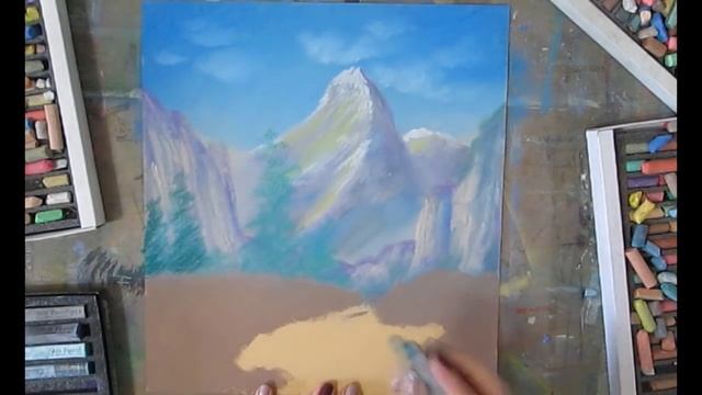 Уроки рисования! Как нарисовать горный пейзаж с рекой Пастелью! #Dari_Art смотреть онлайн