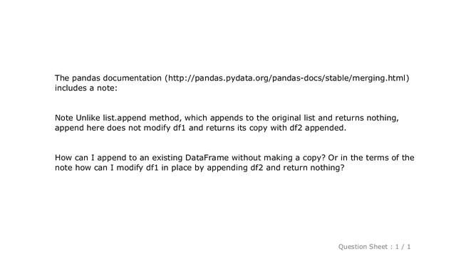 Pandas : Append rows to a pandas DataFrame without making a new copy смотреть онлайн