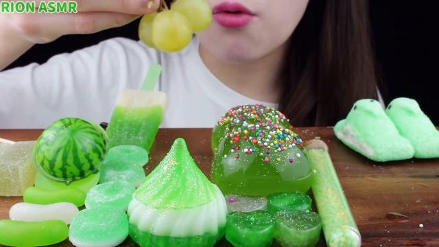 【ASMR】GREEN DESSERTS? MACAROON ICE CREAM,MUSCAT JELLY,WATERMELON GUMMY MUKBANG 먹방 EATING SOUNDS