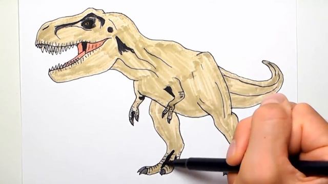 How to Draw New Jurassic Worls T-Rex - Drawing and Coloring Dinosaur For Childrens смотреть онлайн