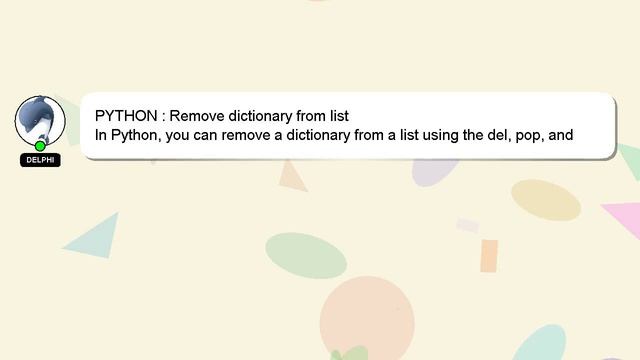 PYTHON : Remove dictionary from list смотреть онлайн