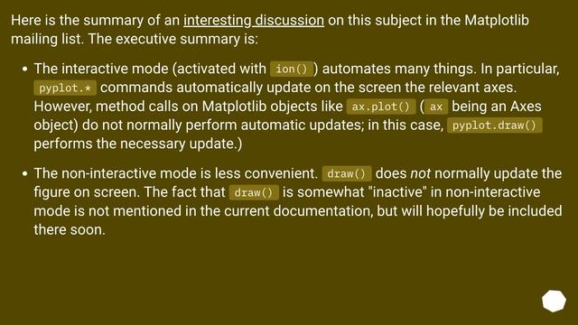 Exact semantics of Matplotlib's "interactive mode" (ion(), ioff())? смотреть онлайн