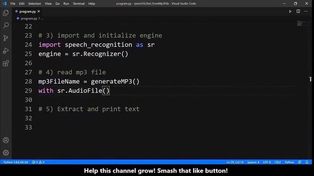 Speech to Text with Python - Speech Recognition - From MP3 File смотреть онлайн