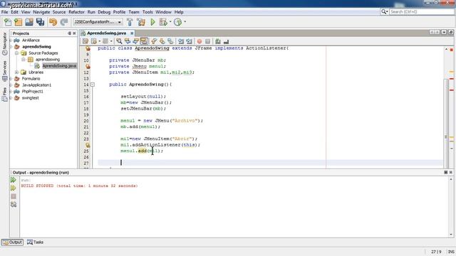 Curso de J2EE Parte 2 Java Swing 20 Barras de menu смотреть онлайн