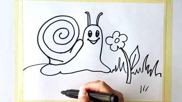 Улитка_ Видеоурок Как нарисовать улитку поэтапно. урок рисования для детей. смотреть онлайн
