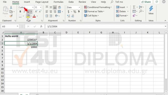 Apply the following formatting to the active worksheet: Cell A1: bold writing,
Cell A2:... смотреть онлайн