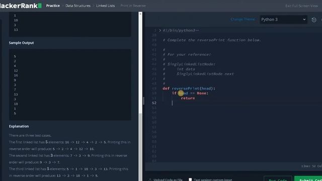 112 - Print in Reverse | Linked List | Hackerrank Solution | Python смотреть онлайн