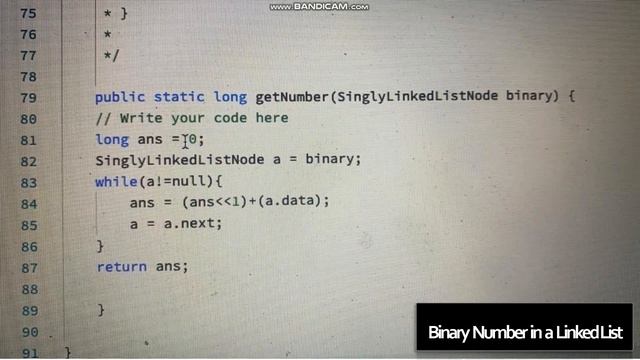 Binary Number in Linked List HackerRank Code in Java. смотреть онлайн