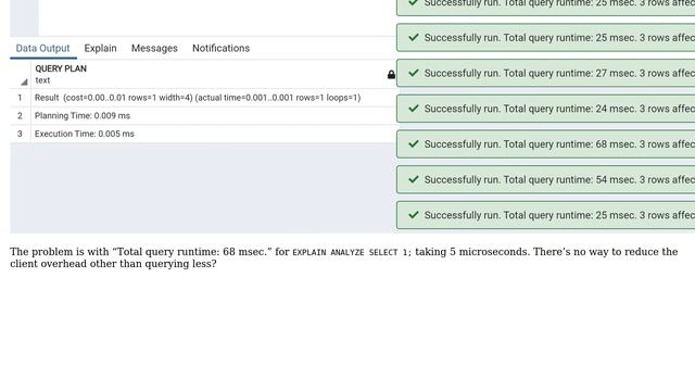Why does querying a PostgreSQL database have an overhead of a few dozens of milliseconds? смотреть онлайн
