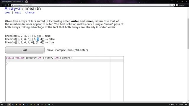 Coding Bat Java - Arrays 3 - linearIn смотреть онлайн
