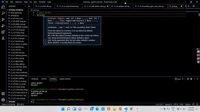 print function practical video part - 8 #python #practical #print смотреть онлайн